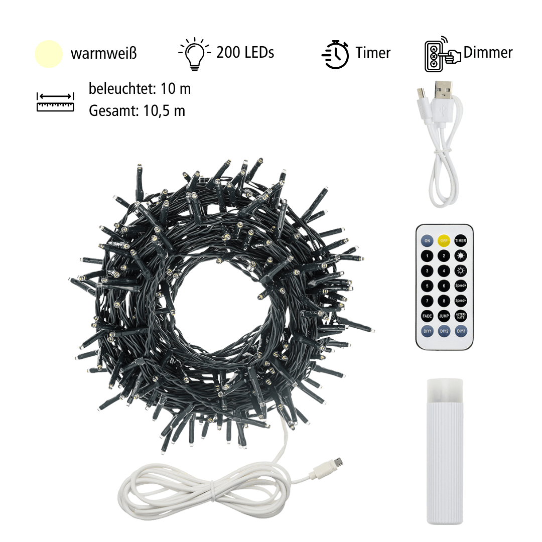 LED Lichterkette 200 ww LED - WeihnachtsladenLotti