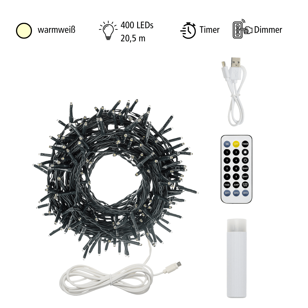 LED Lichterkette 400 ww LED - WeihnachtsladenLotti