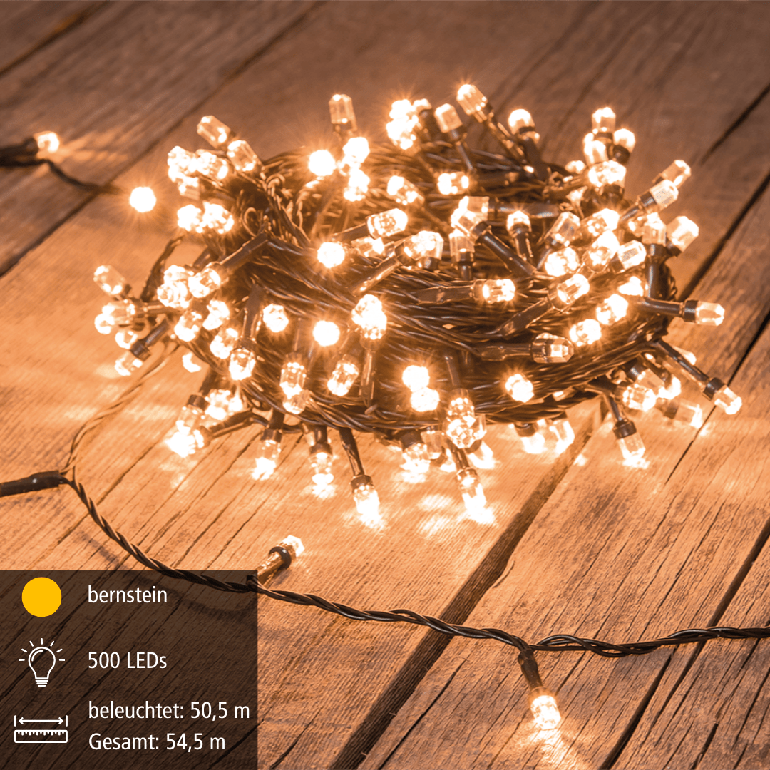 LED Lichterkette 500 bernsteinfarbene LED - WeihnachtsladenLotti