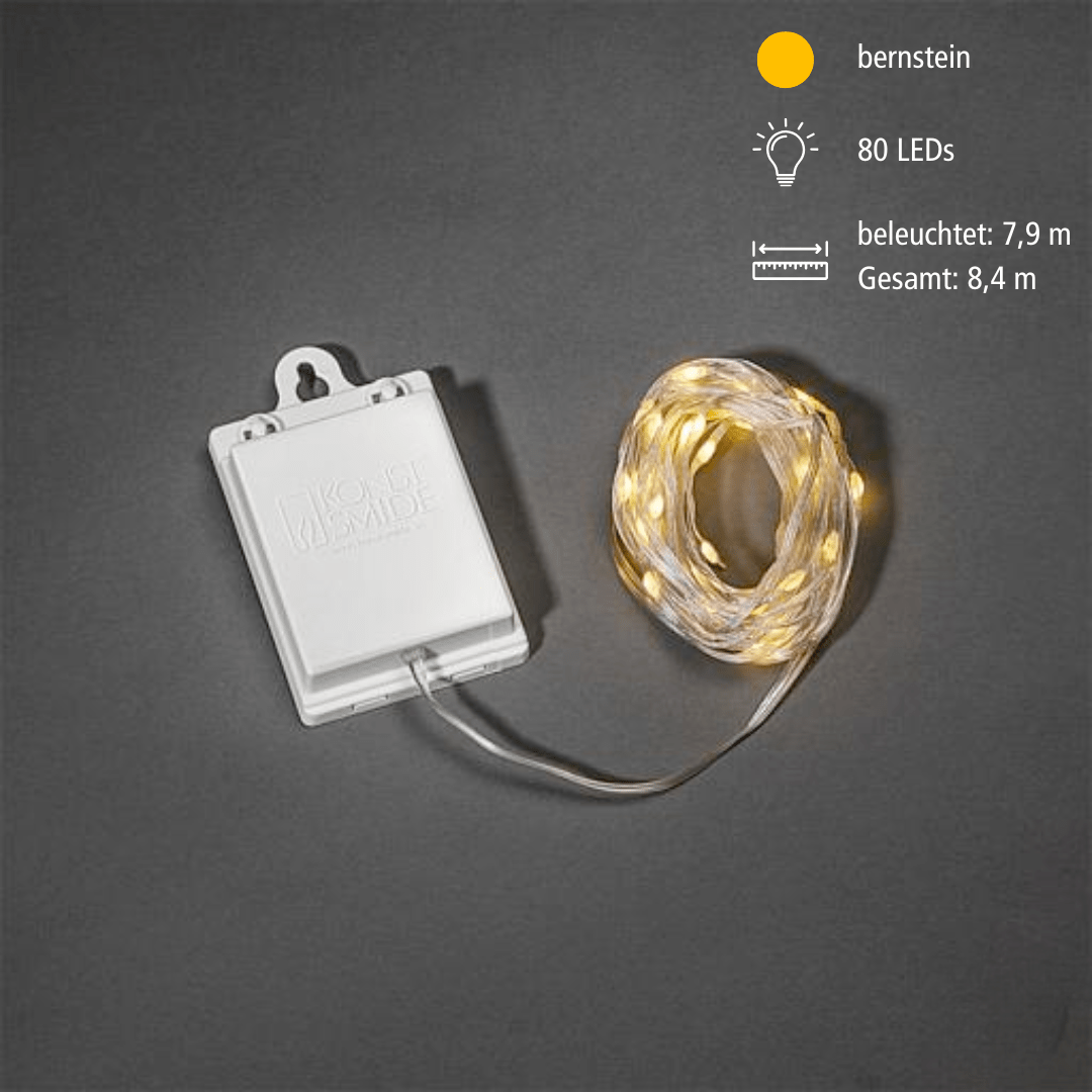 LED Lichterkette 80 bernsteinfarbene LED außen - WeihnachtsladenKonstsmide