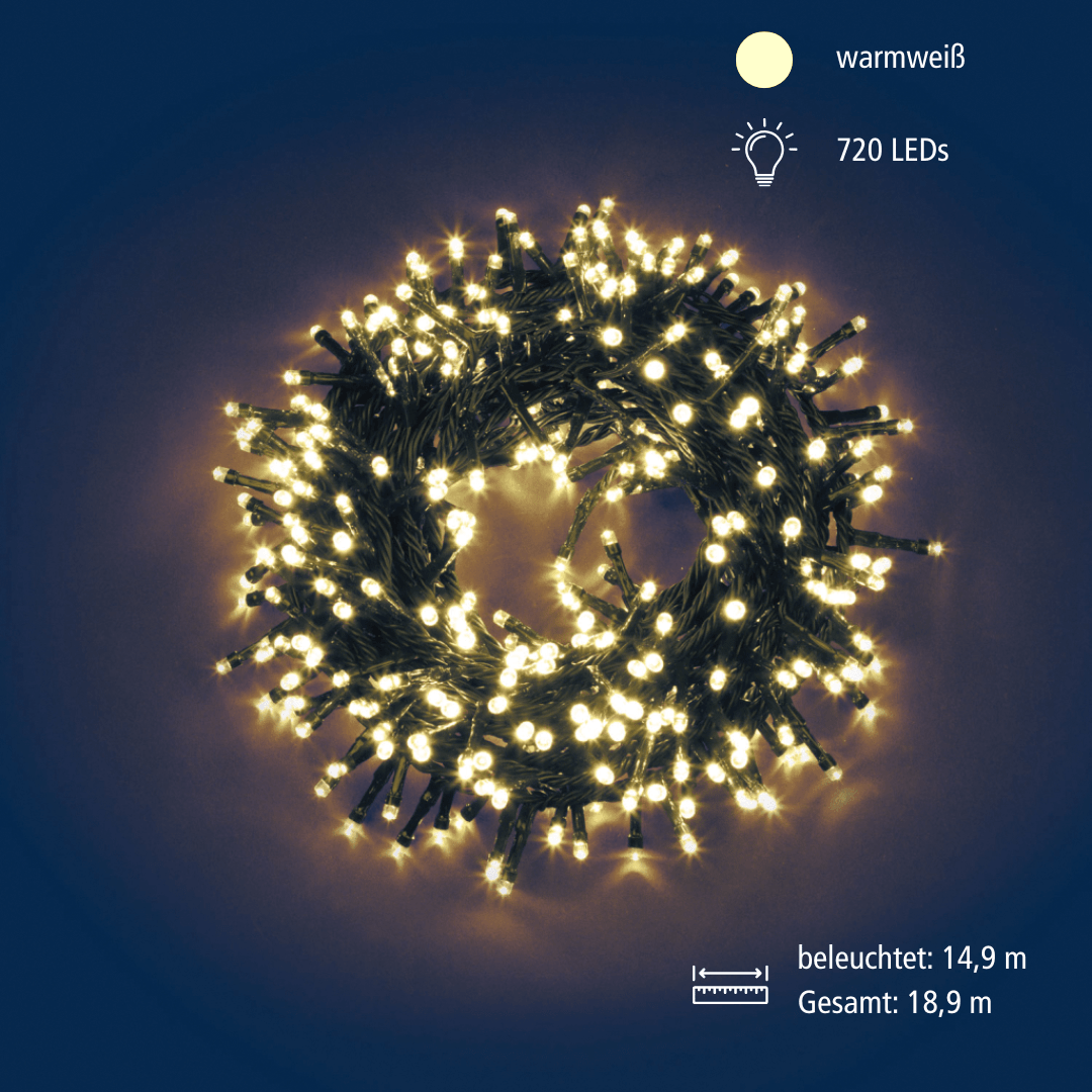 LED - Lichterkette 'Mini - Cluster' 720 ww LED NTL - WeihnachtsladenLotti