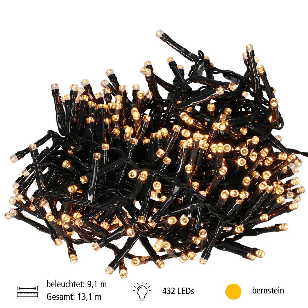 LED - Lichterkette "Mini - Cluster" in bernsteinfarben mit 432 warmgelben LEDs - WeihnachtsladenLotti