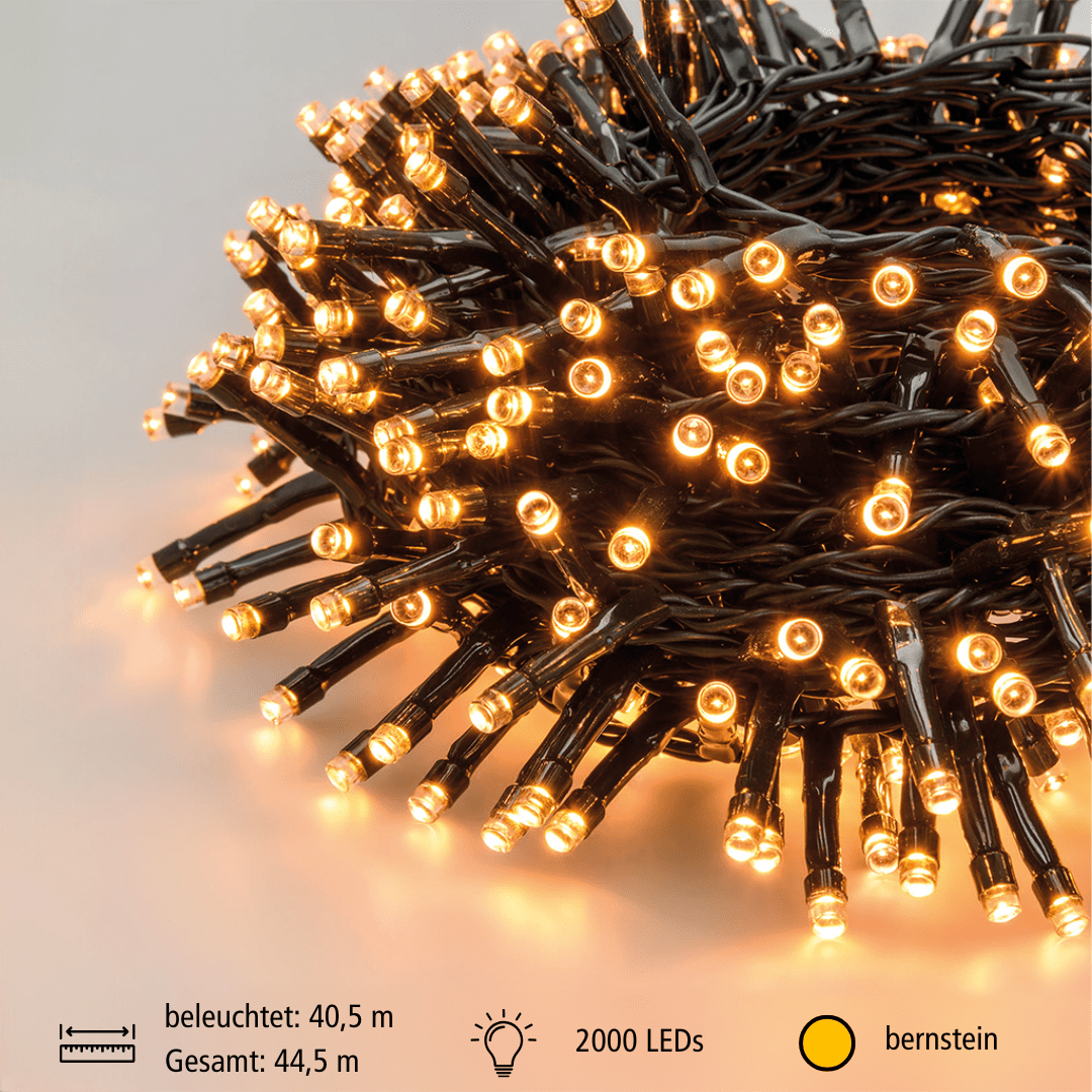 LED - Lichterkette 'MiniCluster' 2000 flg. bernsteinfarben - WeihnachtsladenLotti
