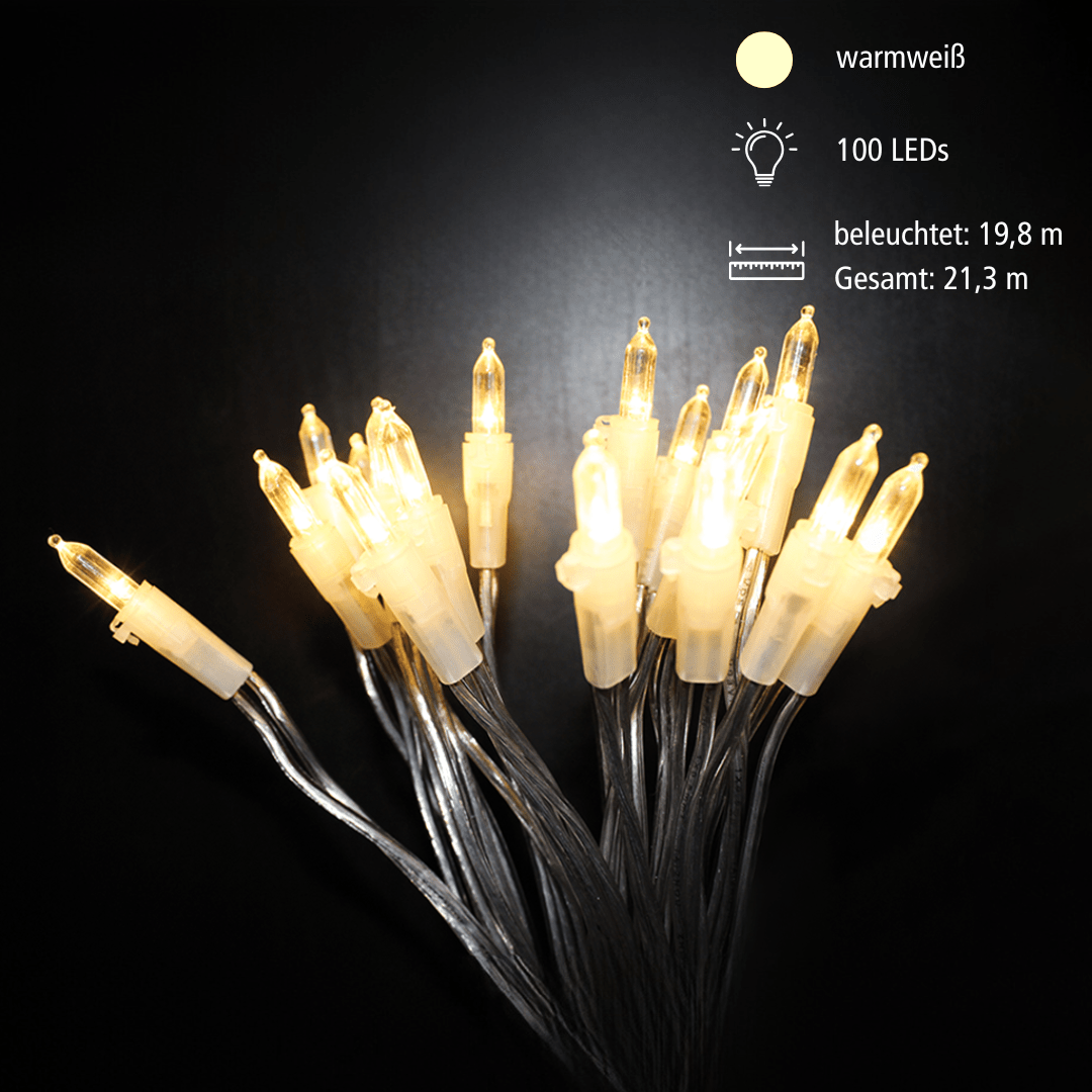 LED - Lichterkette transparent/warmweiß - WeihnachtsladenEGB