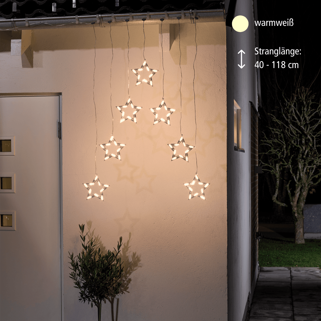 LED Lichtervorhang 7 Sternsilhouetten ww außen - WeihnachtsladenKonstsmide