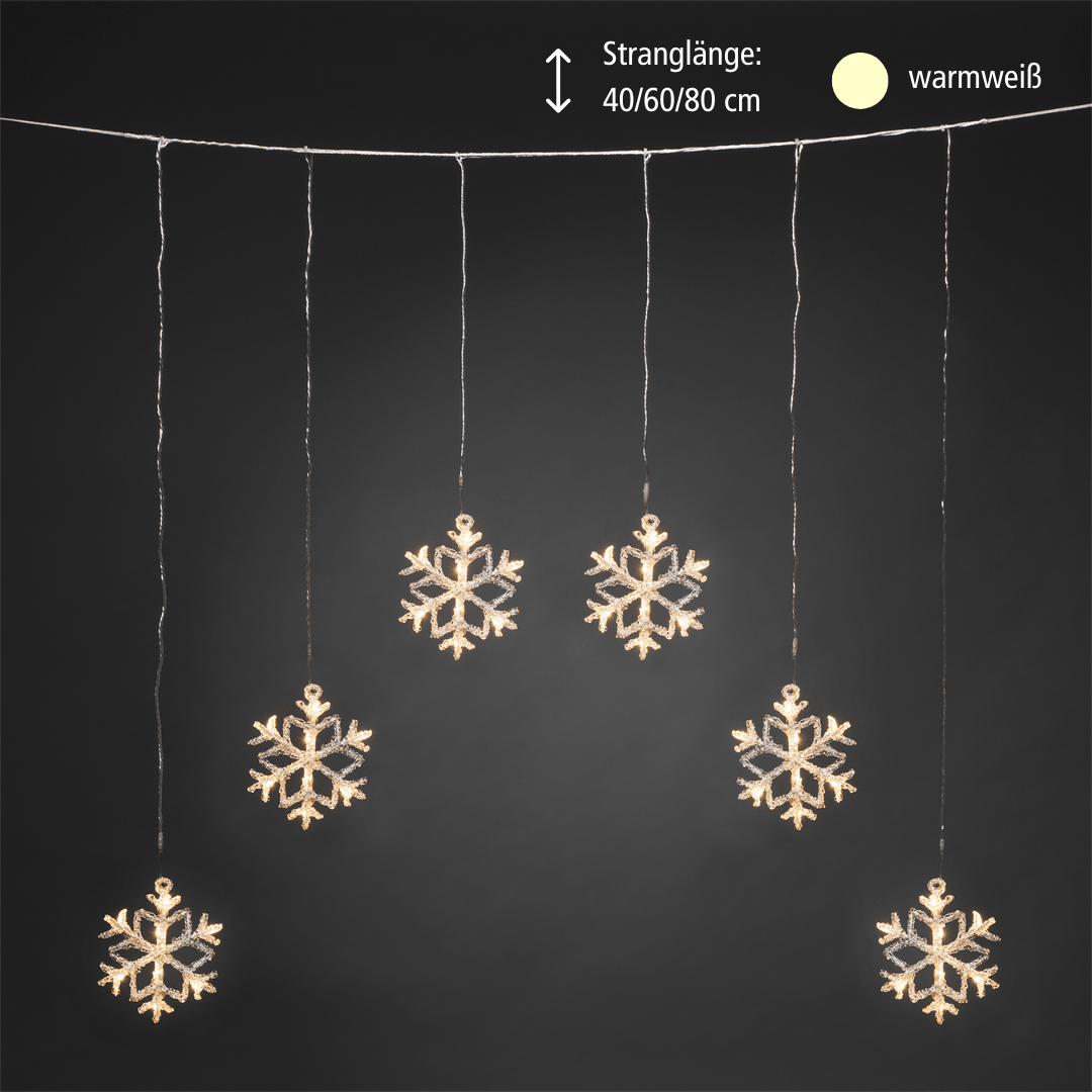 LED Lichtervorhang mit Schneeflocken 48 ww LED - WeihnachtsladenKonstsmide