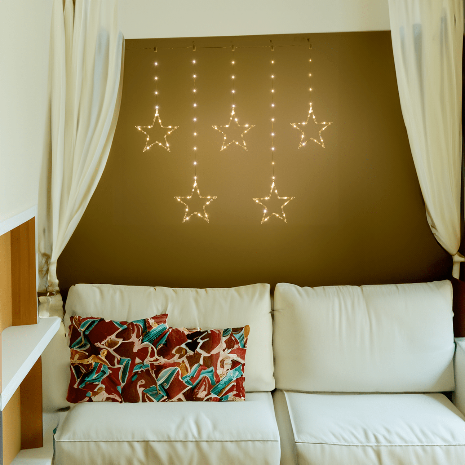 LED - Lichtervorhang mit Sternen - WeihnachtsladenLotti