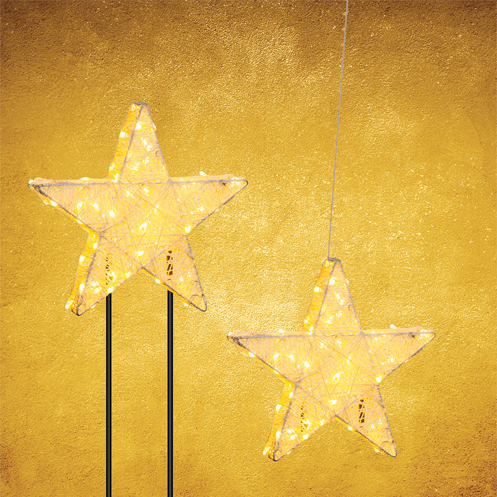 LED - Metall - Stern 35cm - Bernsteinfarben - WeihnachtsladenLotti