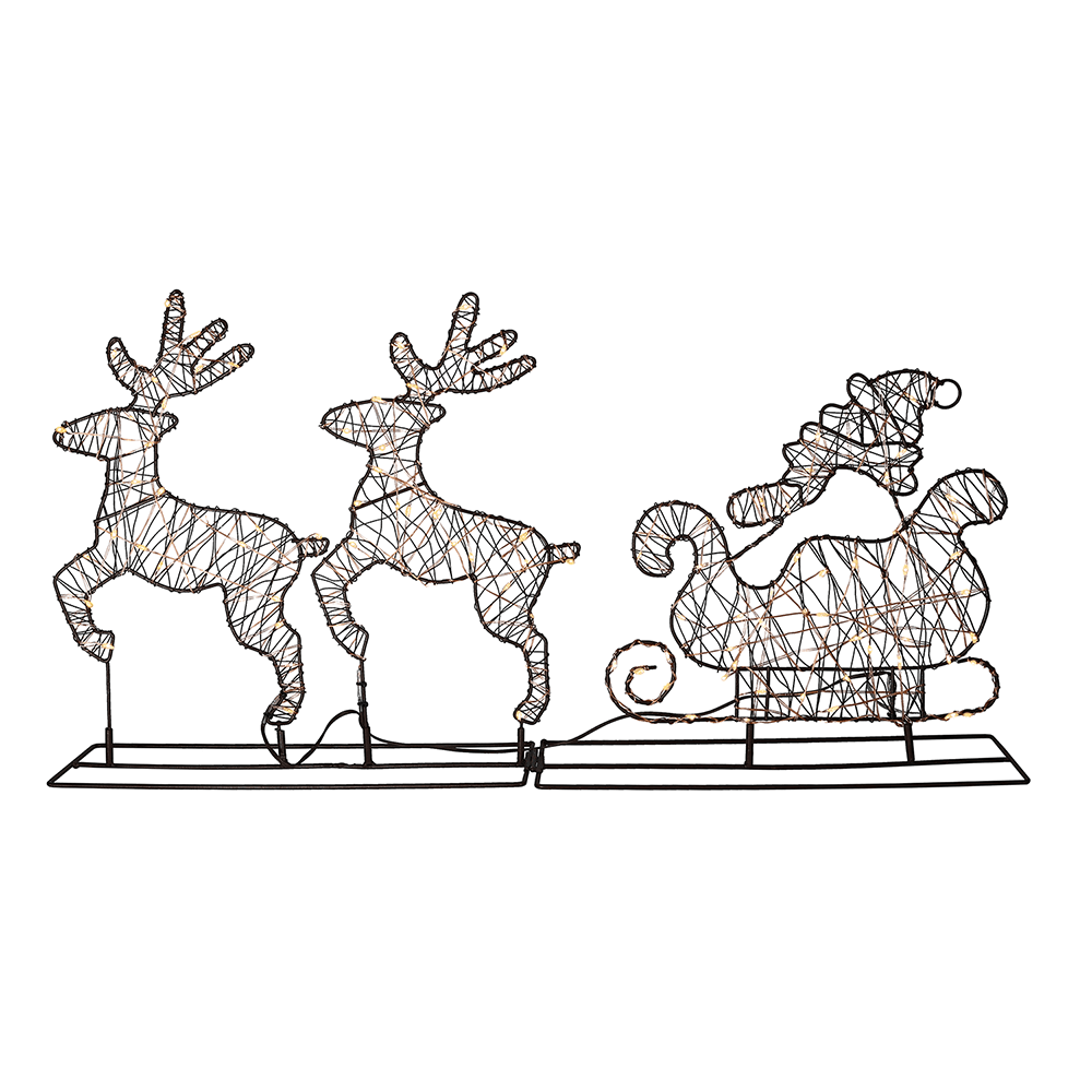 LED - Metall - Weihnachtsmann mit Rentieren - WeihnachtsladenLotti
