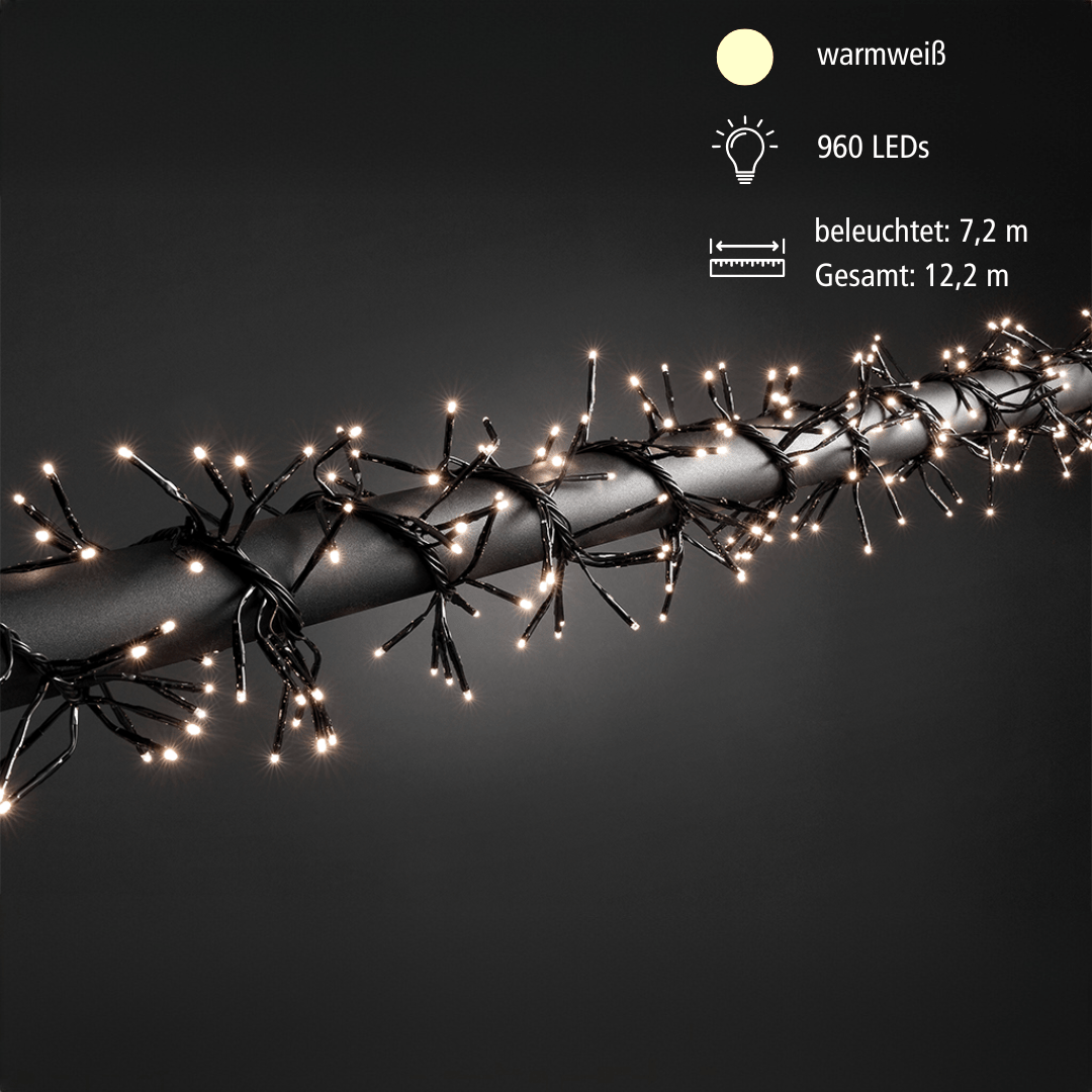 LED - Microlichterkette "Cluster mit 960 Lichtern in warmweiß - WeihnachtsladenKonstsmide