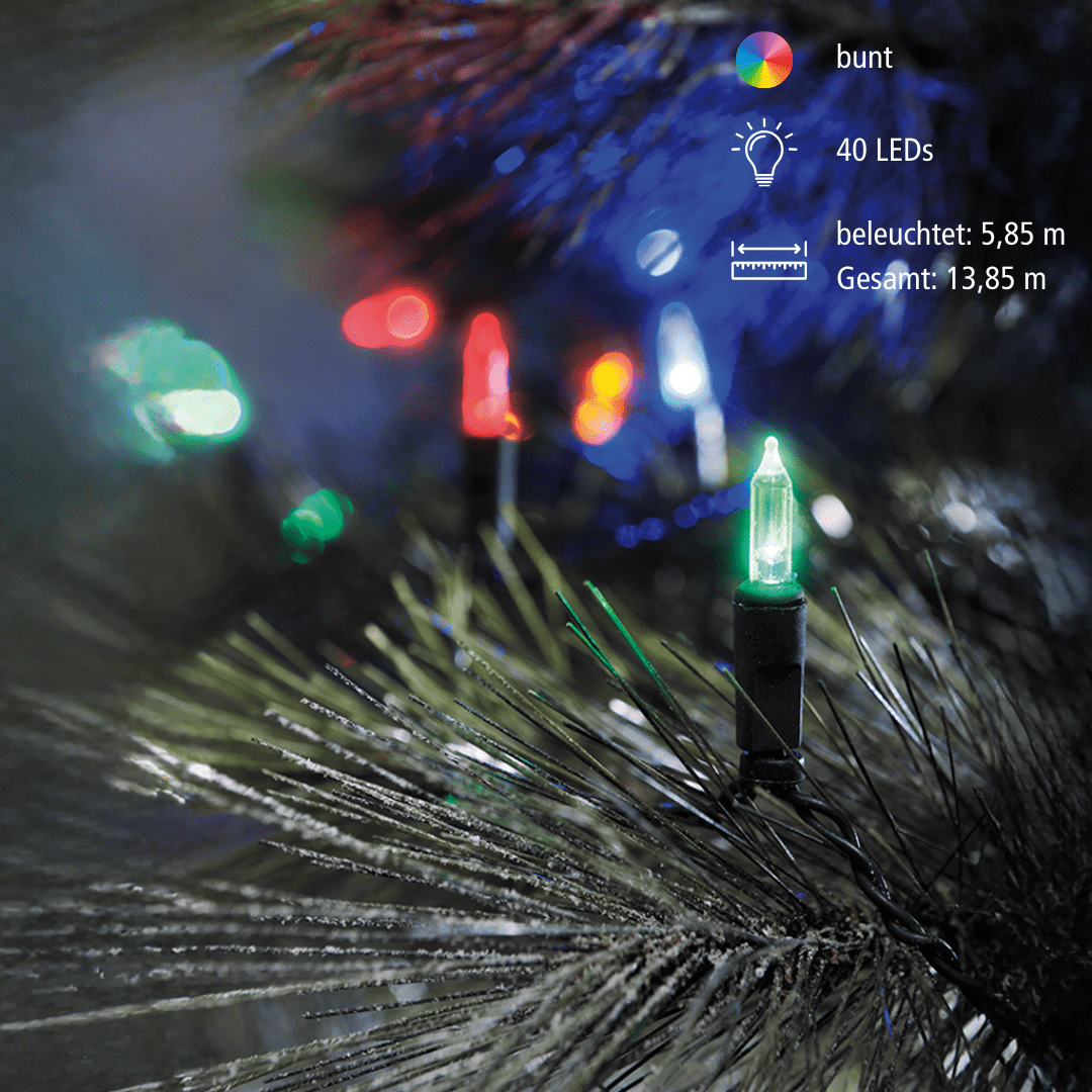 LED Minikette Außen 40 LED bunt - WeihnachtsladenKonstsmide