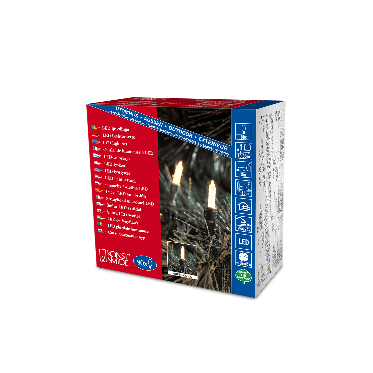 LED Minikette Außen 80 LED warmweiß - WeihnachtsladenKonstsmide