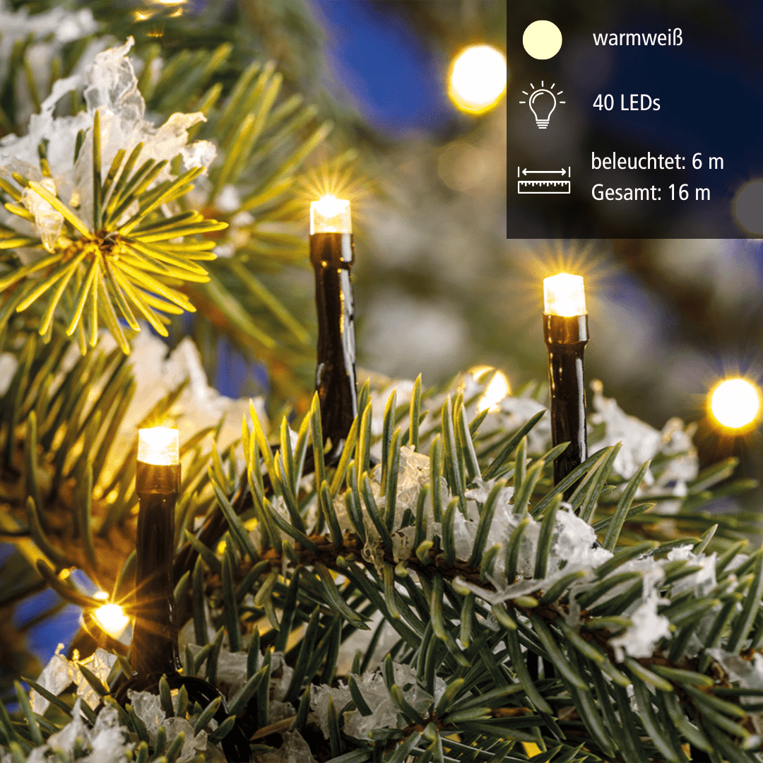 LED - MiniLichterkette 40 Lichter in warmweiß - WeihnachtsladenEGB
