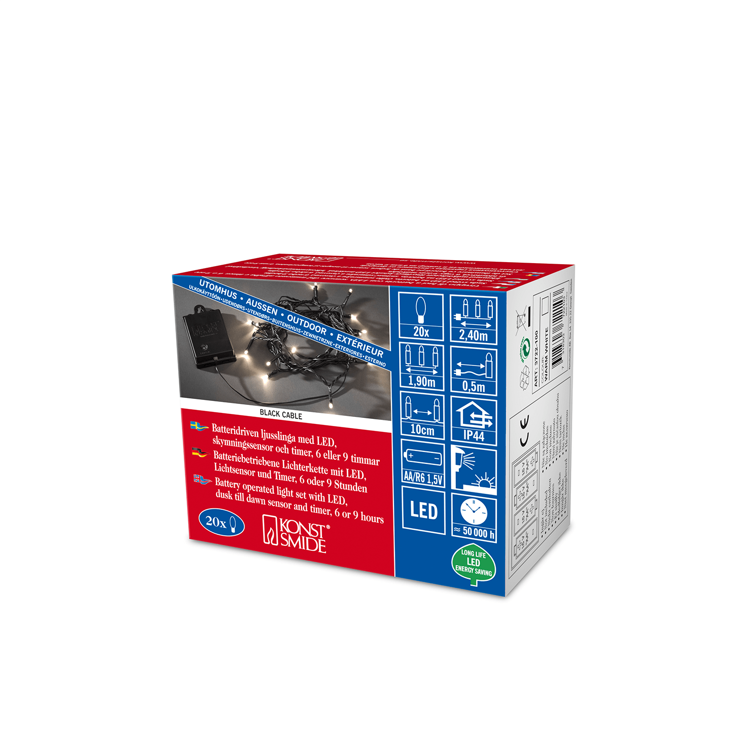 LED - Minilichterkette in schwarz - WeihnachtsladenKonstsmide