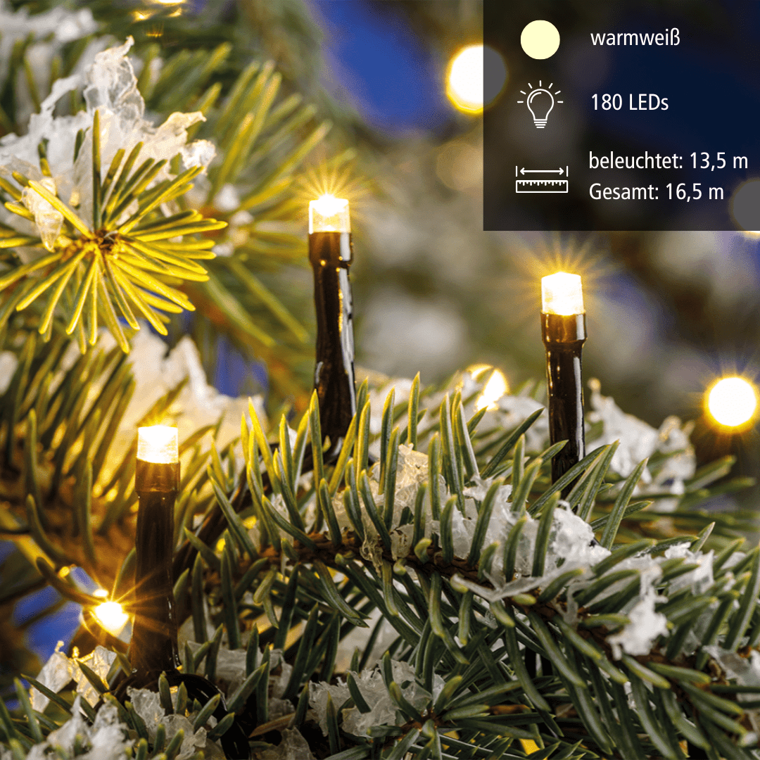LED - Minilichterkette mit 180 Lichtern in warmweiß - WeihnachtsladenEGB