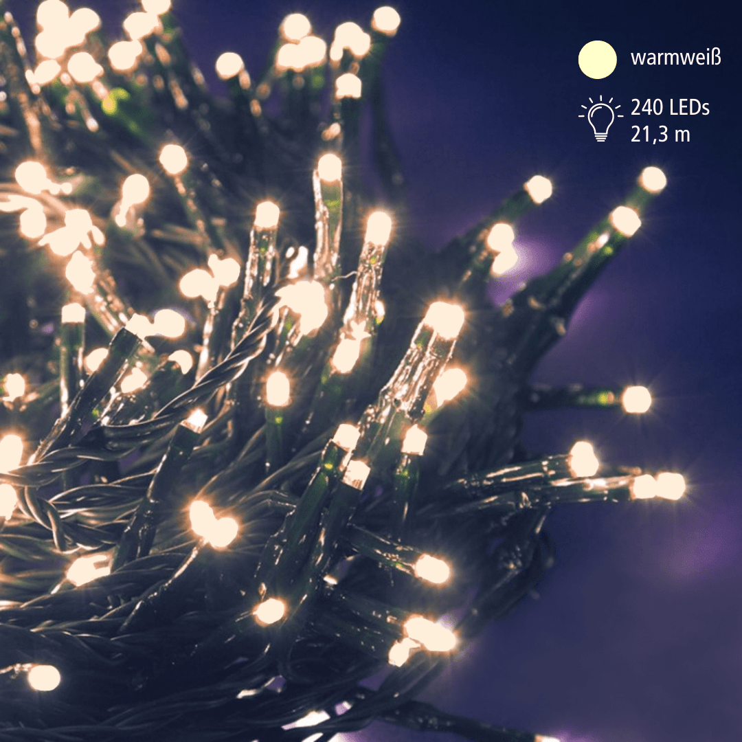 LED - Minilichterkette mit 240 warmweißen LEDs für die festliche Dekoration - WeihnachtsladenLotti