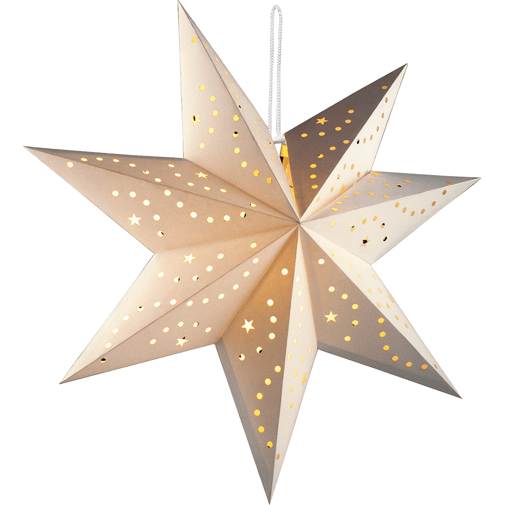 LED - Papierstern in Weiß mit gemütlicher Beleuchtung - Weihnachtsladenhellum