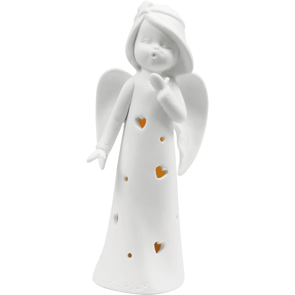 LED - Porzellan Engel mit Herzen - WeihnachtsladenSAICO