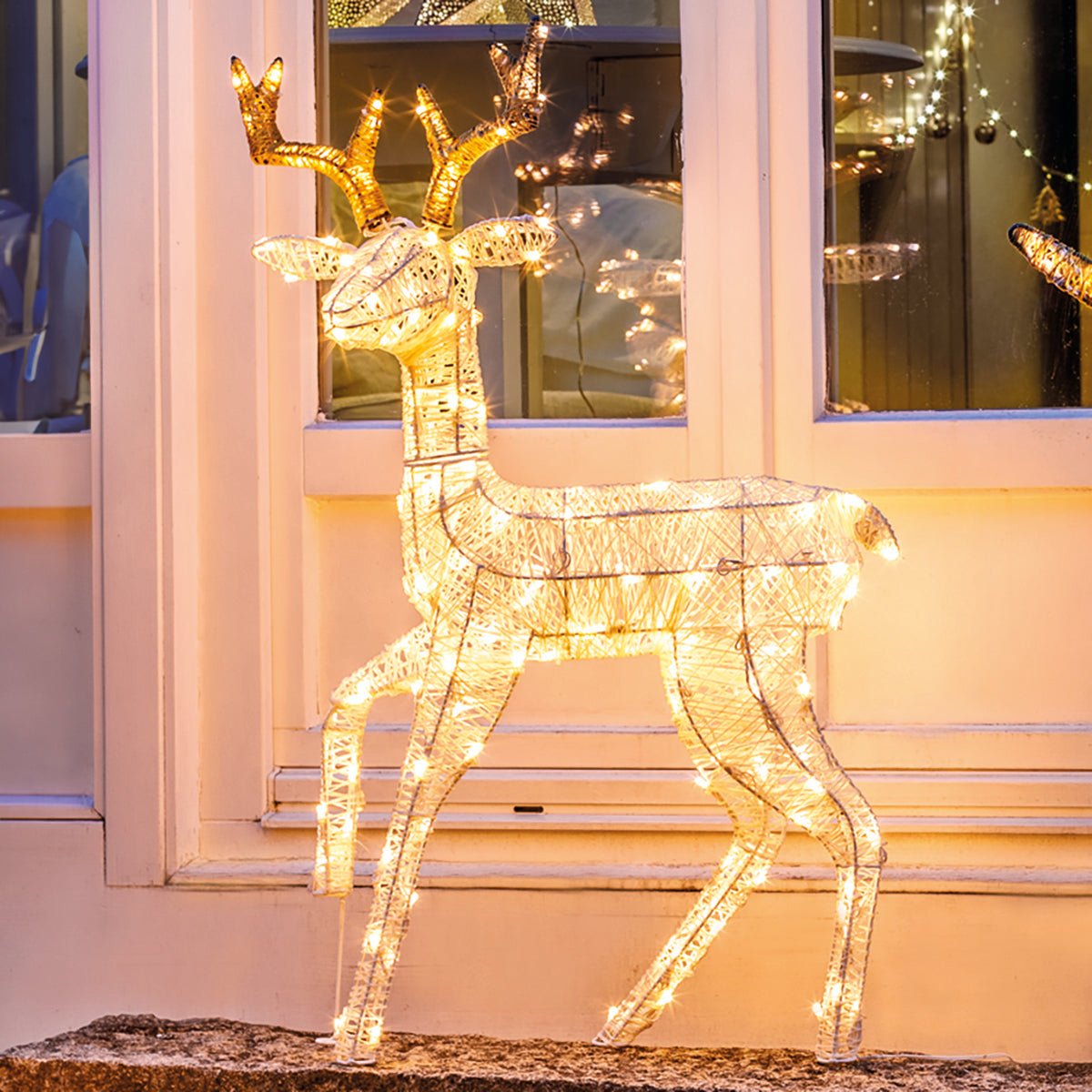 LED Rentier 85cm 160 bernsteinfarbene LED - WeihnachtsladenLotti