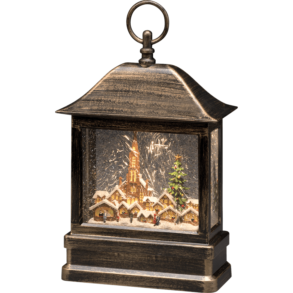LED - Schneelaterne "Kirche mit Weihnachtsmarkt" - WeihnachtsladenKonstsmide
