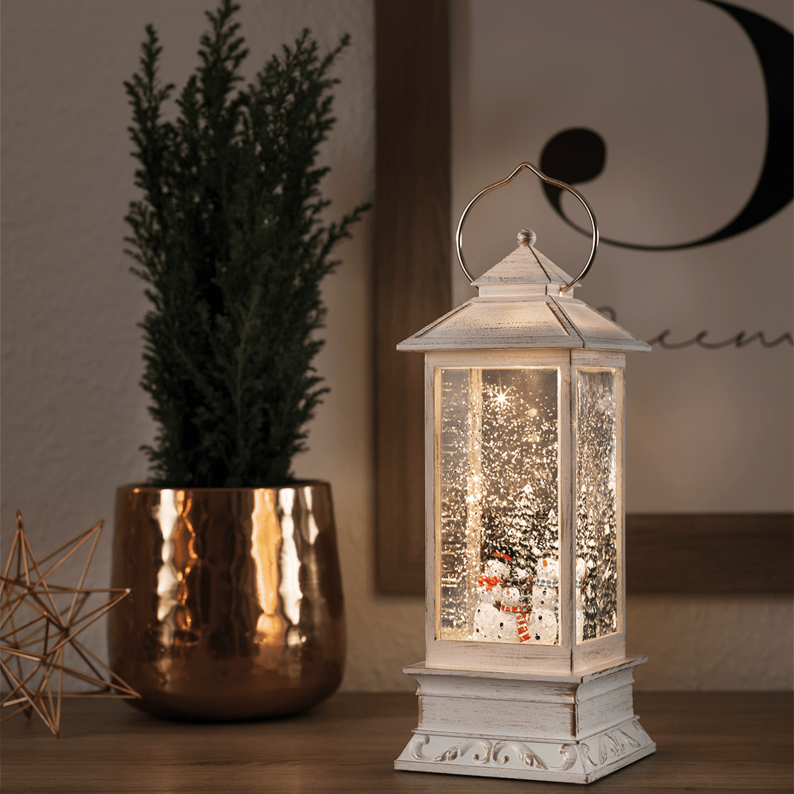 LED - Schneelaterne 'Schneemänner' - WeihnachtsladenKonstsmide