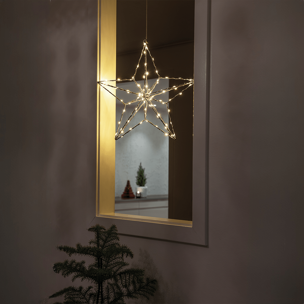 LED Silhouette Silberstern 90 bernsteinf. LED - WeihnachtsladenKonstsmide