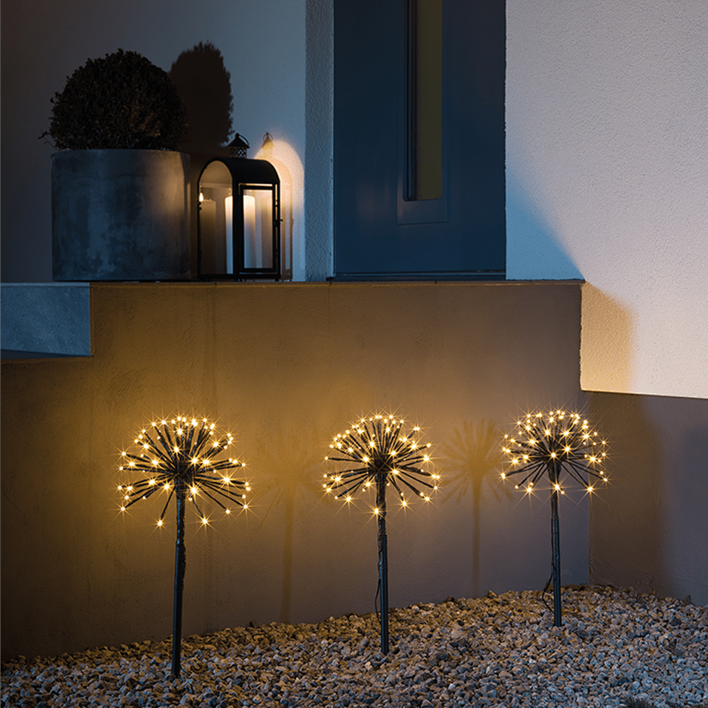 LED Spiessleuchte mit 3 Pusteblumen 192 bernst. LED - WeihnachtsladenKonstsmide