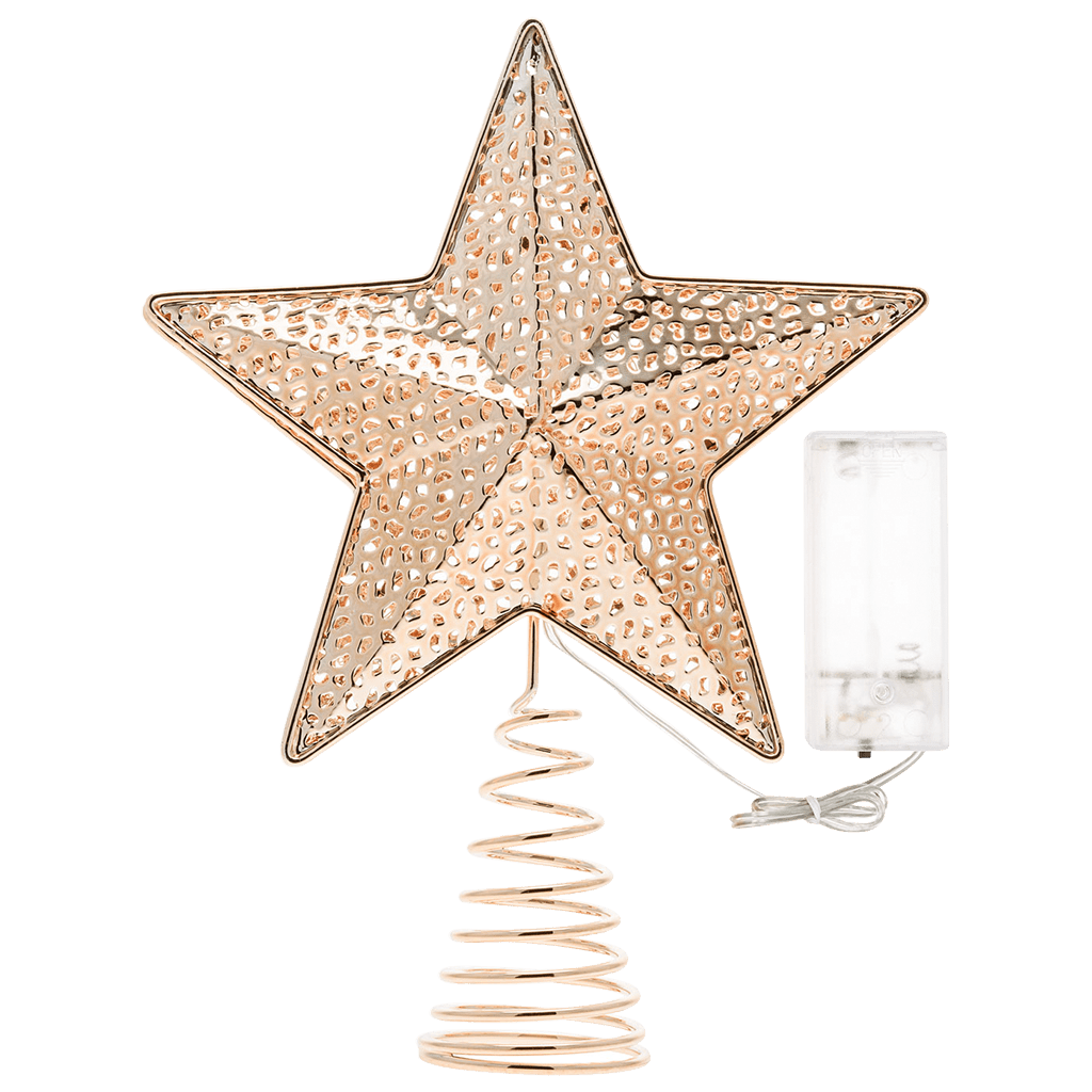 LED - Stern champagnerfaben | Christbaumspitze (18cm) - WeihnachtsladenLotti