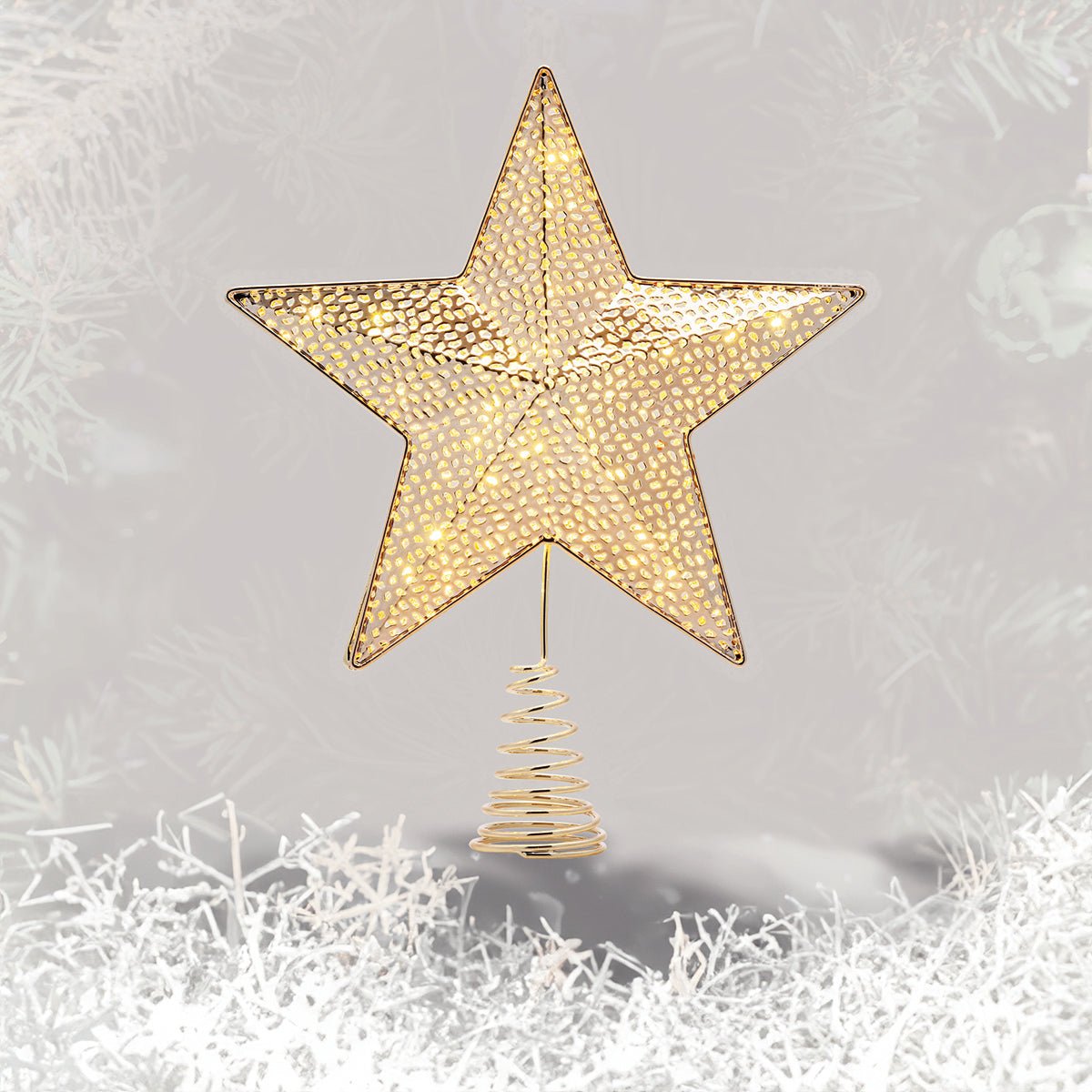 LED - Stern champagnerfaben | Christbaumspitze (25cm) - WeihnachtsladenLotti