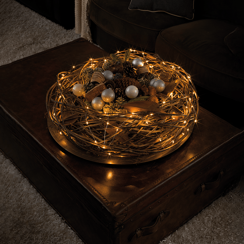 LED Tropfenlichterkette 100 LED bernstein silberfarbener Draht - WeihnachtsladenKonstsmide