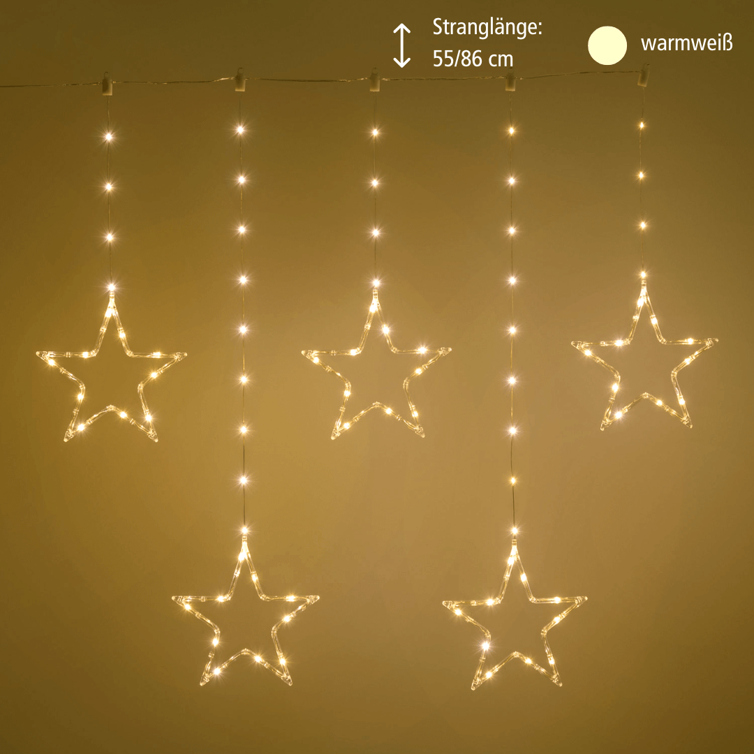 LED Vorhang mit 5 Sternen - WeihnachtsladenLotti