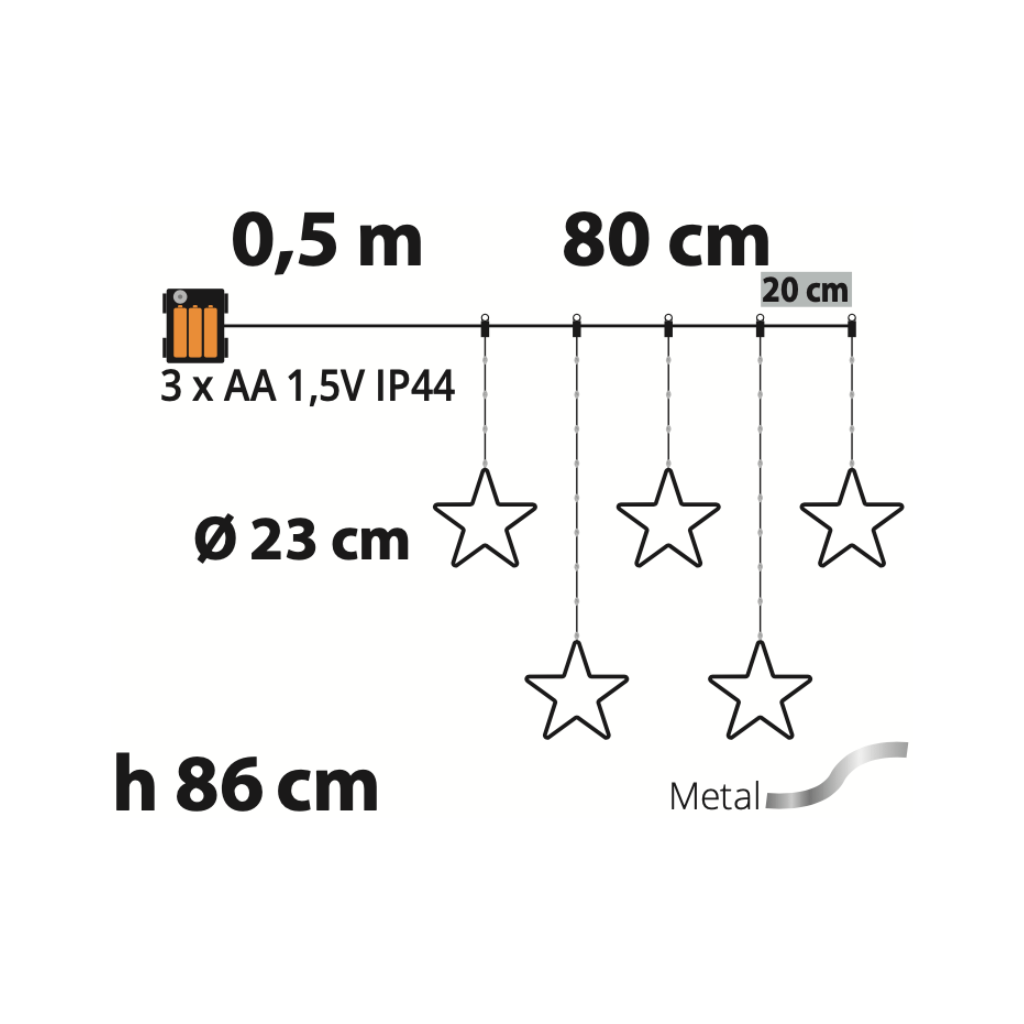 LED Vorhang mit 5 Sternen - WeihnachtsladenLotti