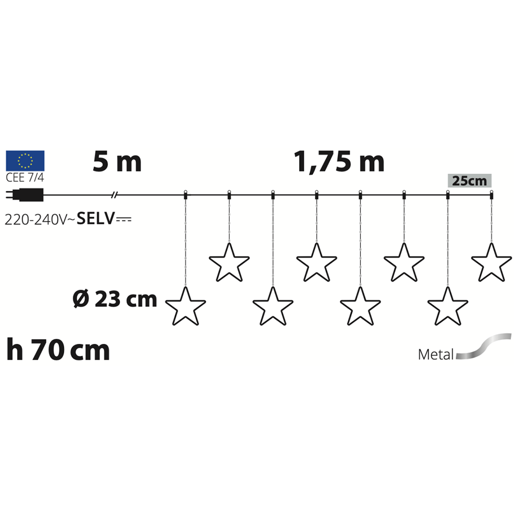 LED Vorhang mit 8 Sternen - WeihnachtsladenLotti
