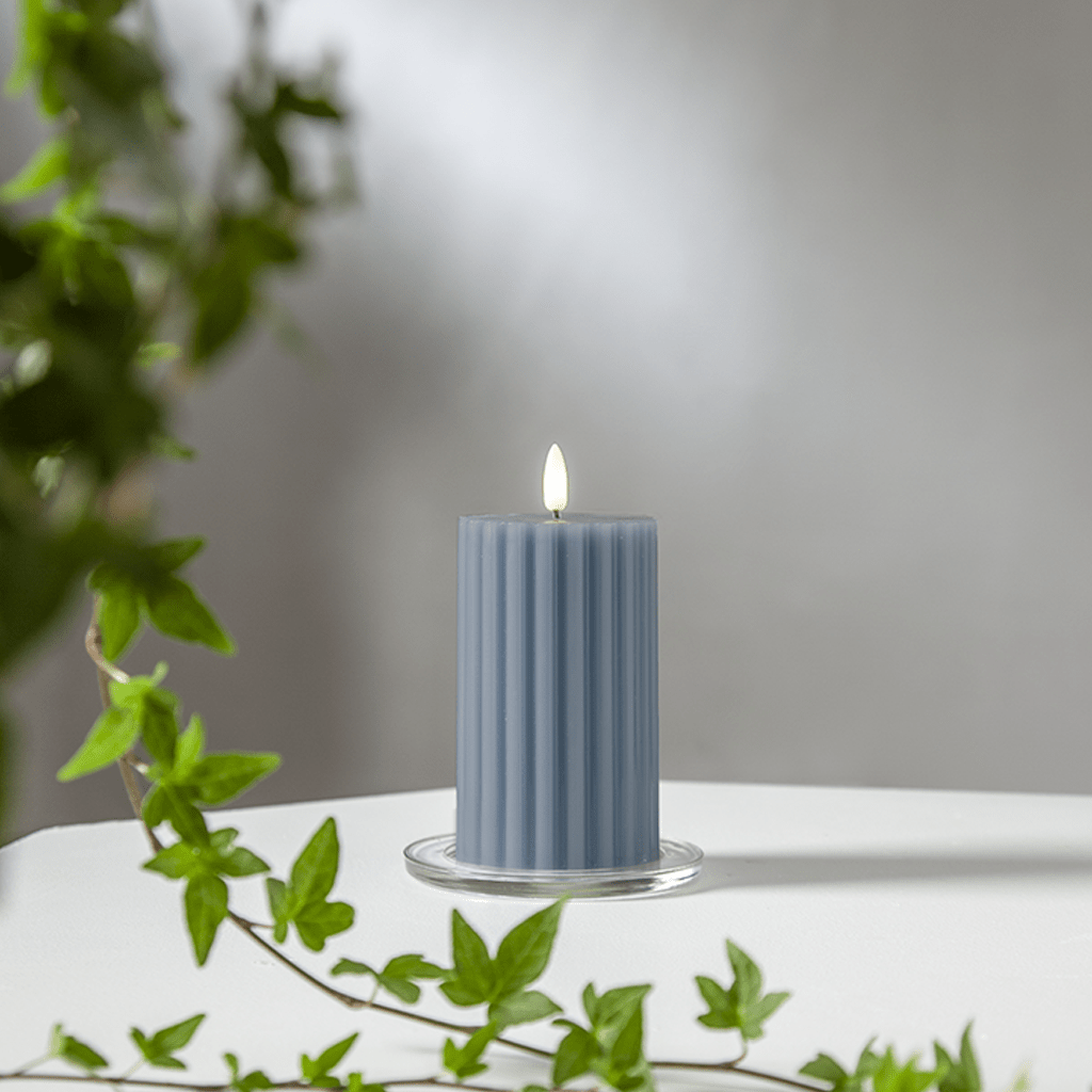 LED - Wachskerze 'Flamme Stripe' blau - WeihnachtsladenStar Trading