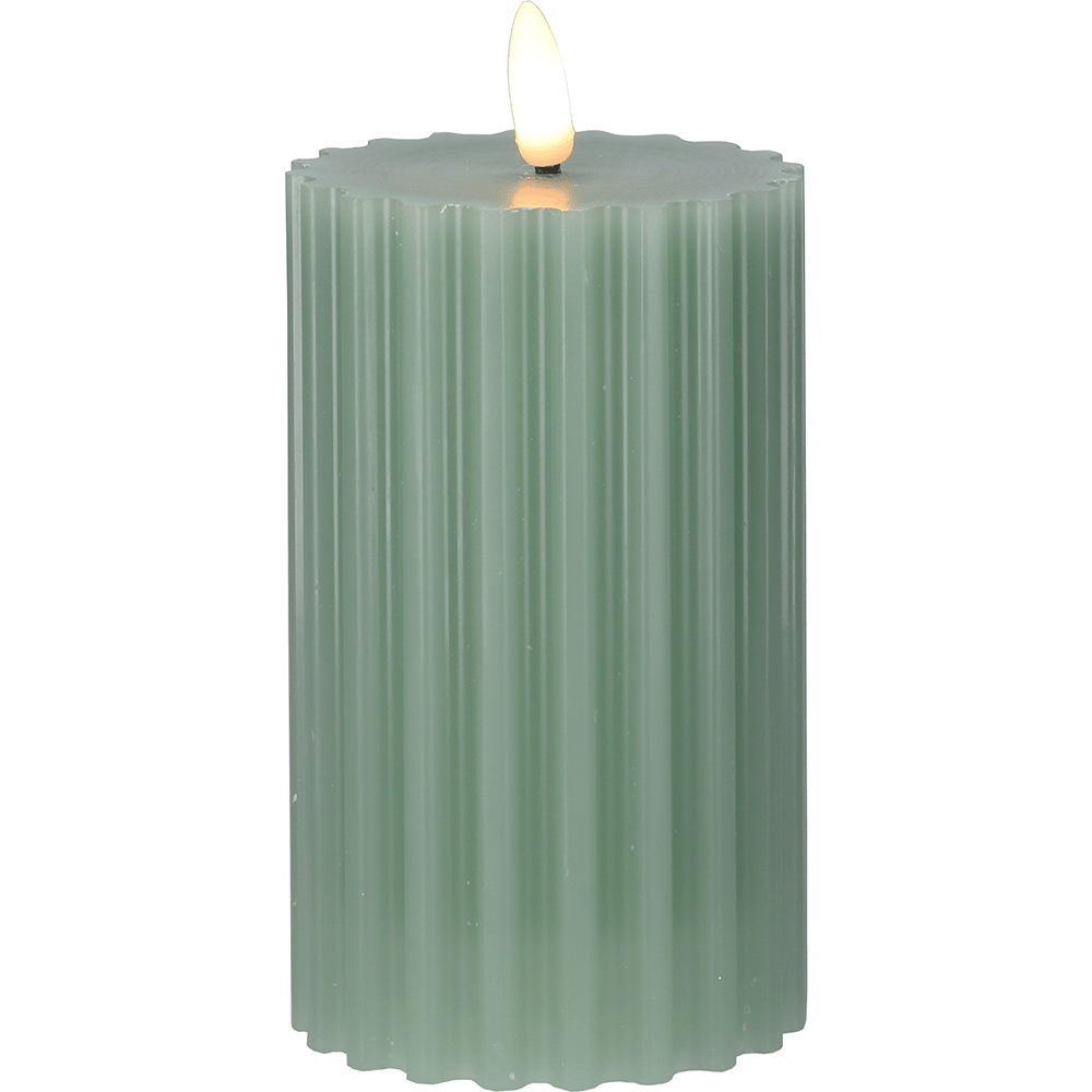 LED - Wachskerze 'Flamme Stripe' grün - WeihnachtsladenStar Trading