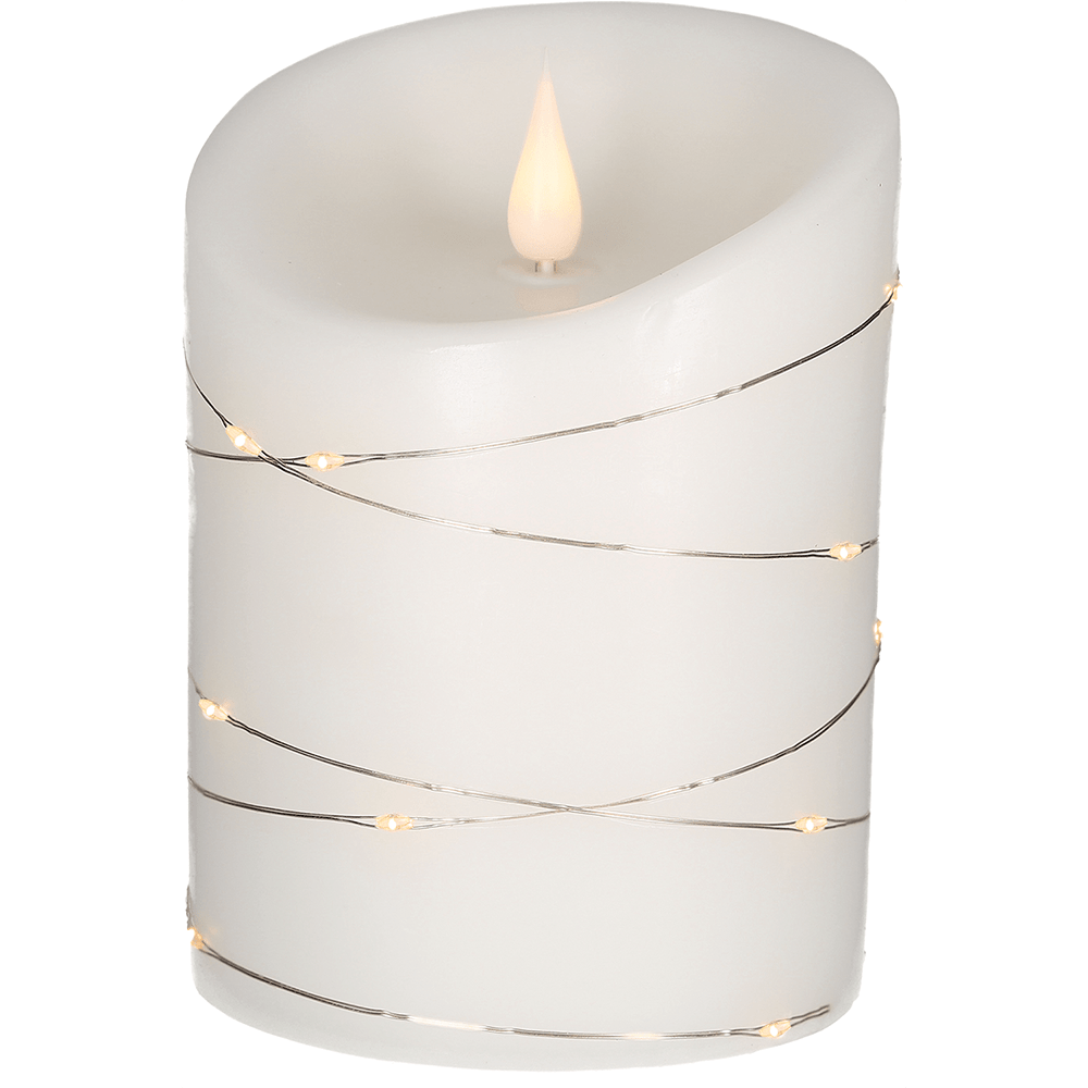 LED - Wachskerze mit silberfarbenen Metalldraht - WeihnachtsladenKonstsmide