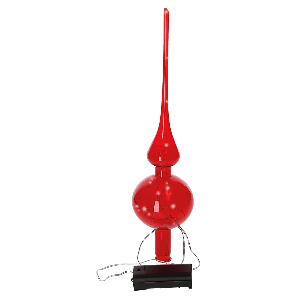 Lumix Tree Topper rot Christbaumspitze aus mundgeblasenem Glas - WeihnachtsladenKRINNER