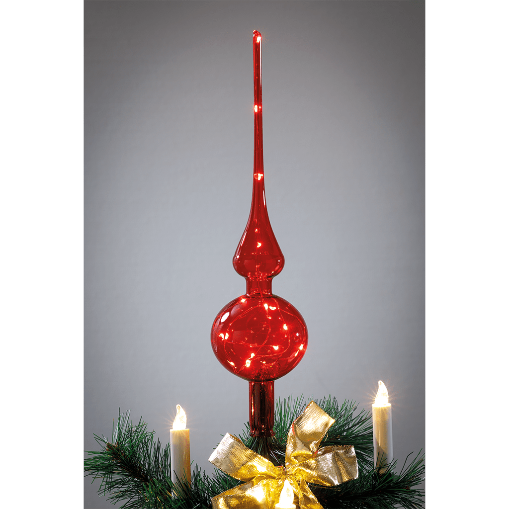 Lumix Tree Topper rot Christbaumspitze aus mundgeblasenem Glas - WeihnachtsladenKRINNER