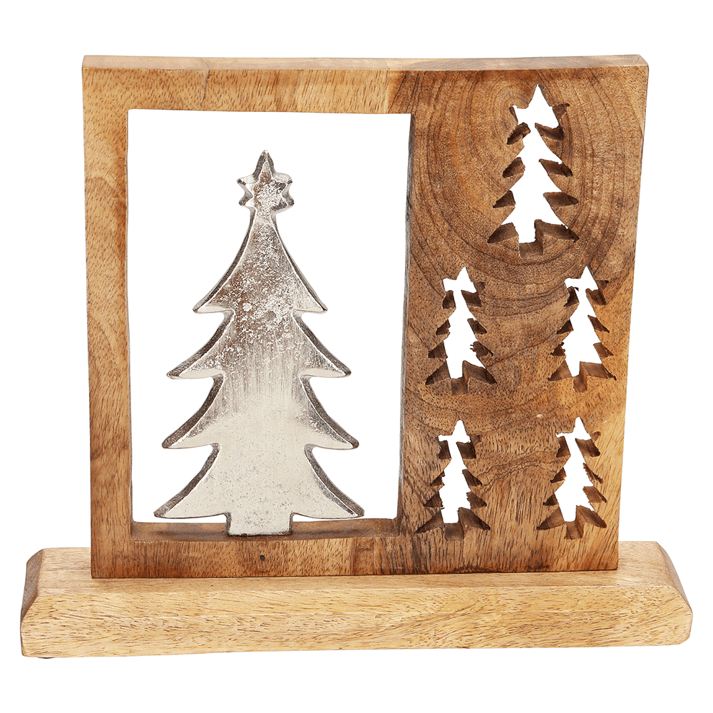 Metall - Baum im Holzrahmen - WeihnachtsladenRiffelmacher & Weinberger
