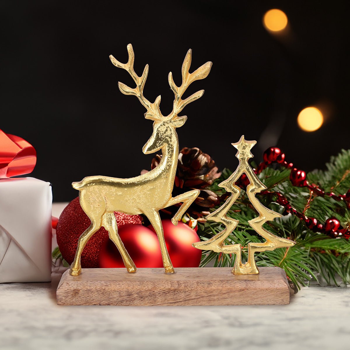 Metall - Hirsch mit Baum - WeihnachtsladenSöllner Floristik