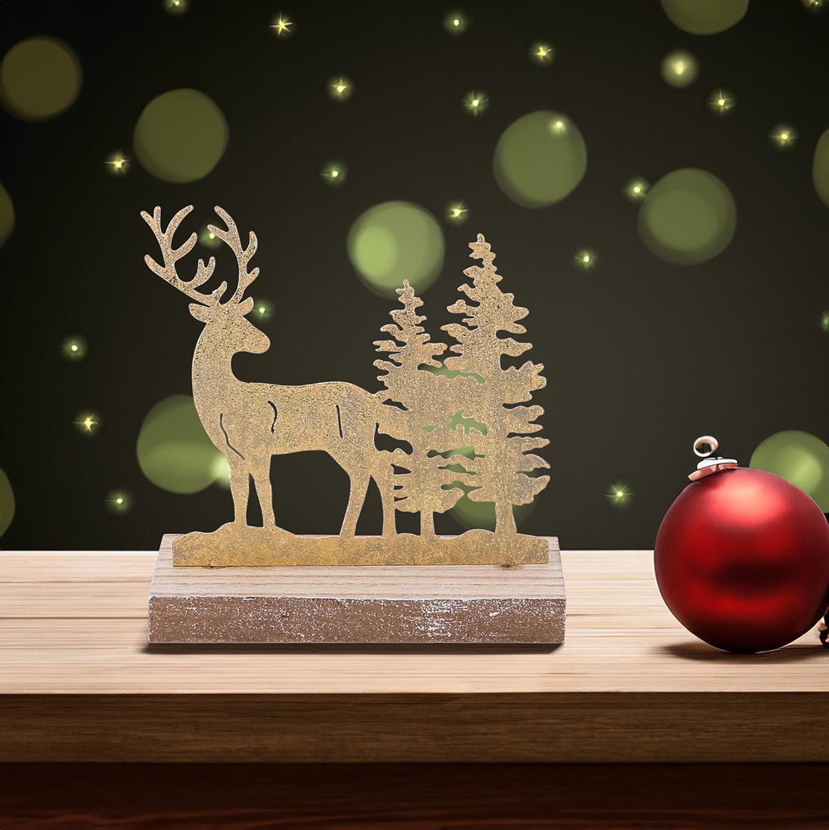 Metall - Hirsch mit Bäumen - WeihnachtsladenSöllner Floristik