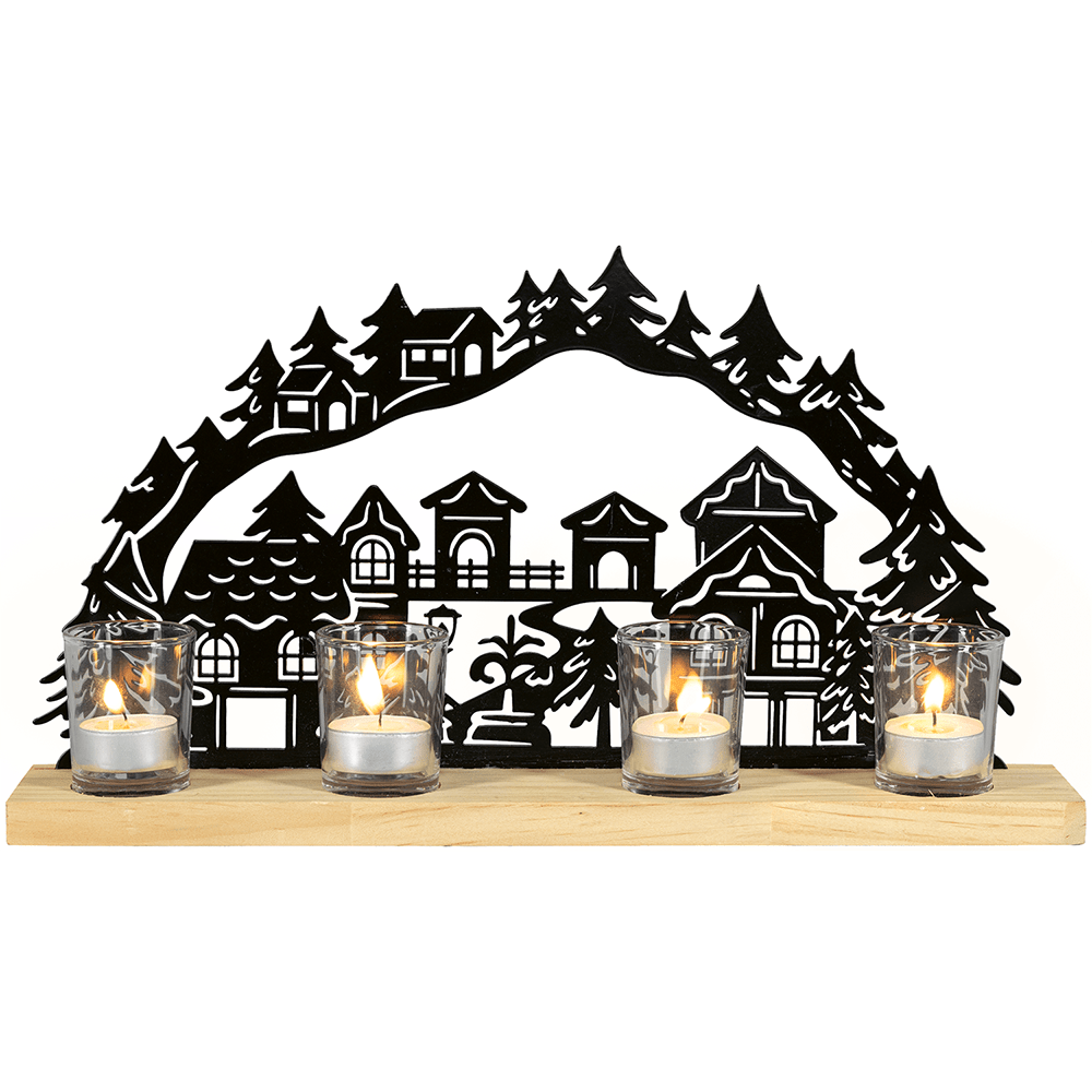 Metall - Mini - Lichterbogen "Dorf" - WeihnachtsladenSAICO