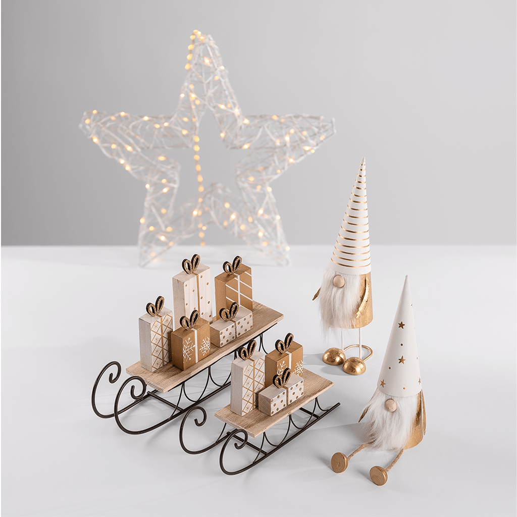 Metall - Wichtel stehend weiß - gold - WeihnachtsladenSöllner Floristik