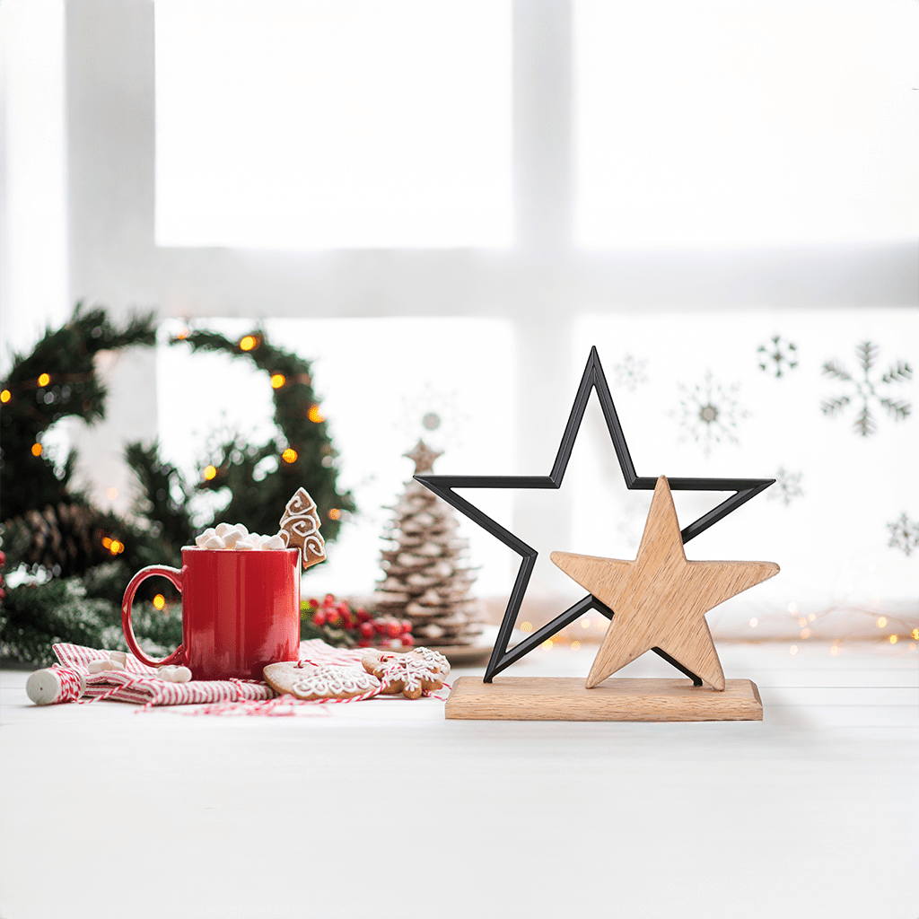 Metall/Holz - Stern - WeihnachtsladenSöllner Floristik