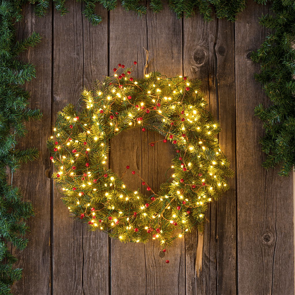 MHB LED - Lichterkette 'Professional' 500 flg. bernsteinfarben, grüner Metalldraht - WeihnachtsladenLotti