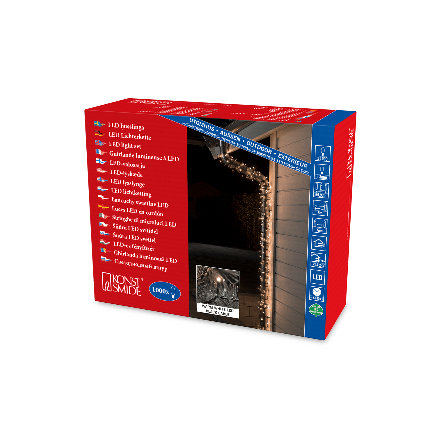 Micro LED Außenkette mit 1000 warmweißen LEDs - WeihnachtsladenKonstsmide
