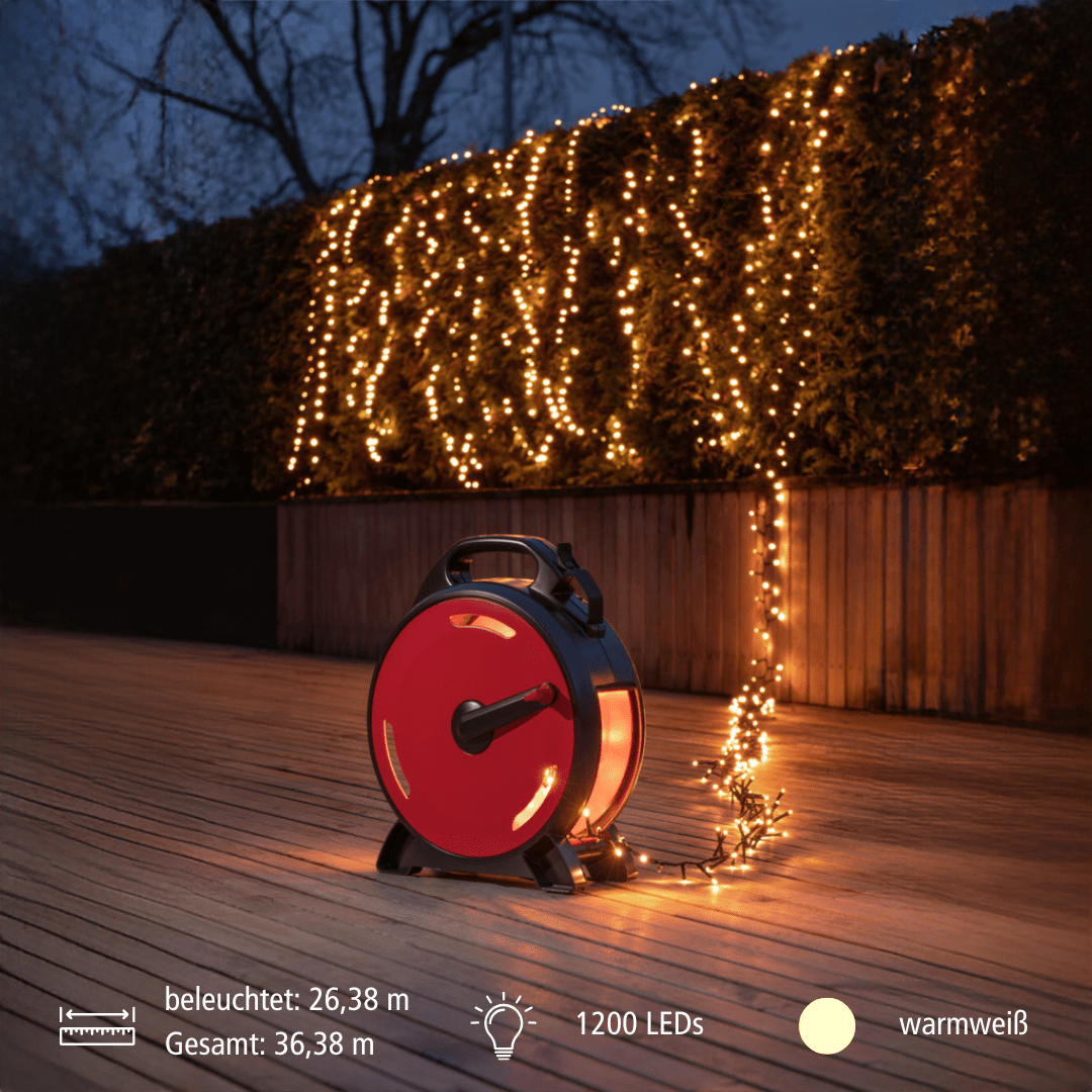 Micro LED - Büschellichterkette mit 1200 warmweißen Lichtern + Kabelaufroller - WeihnachtsladenKonstsmide
