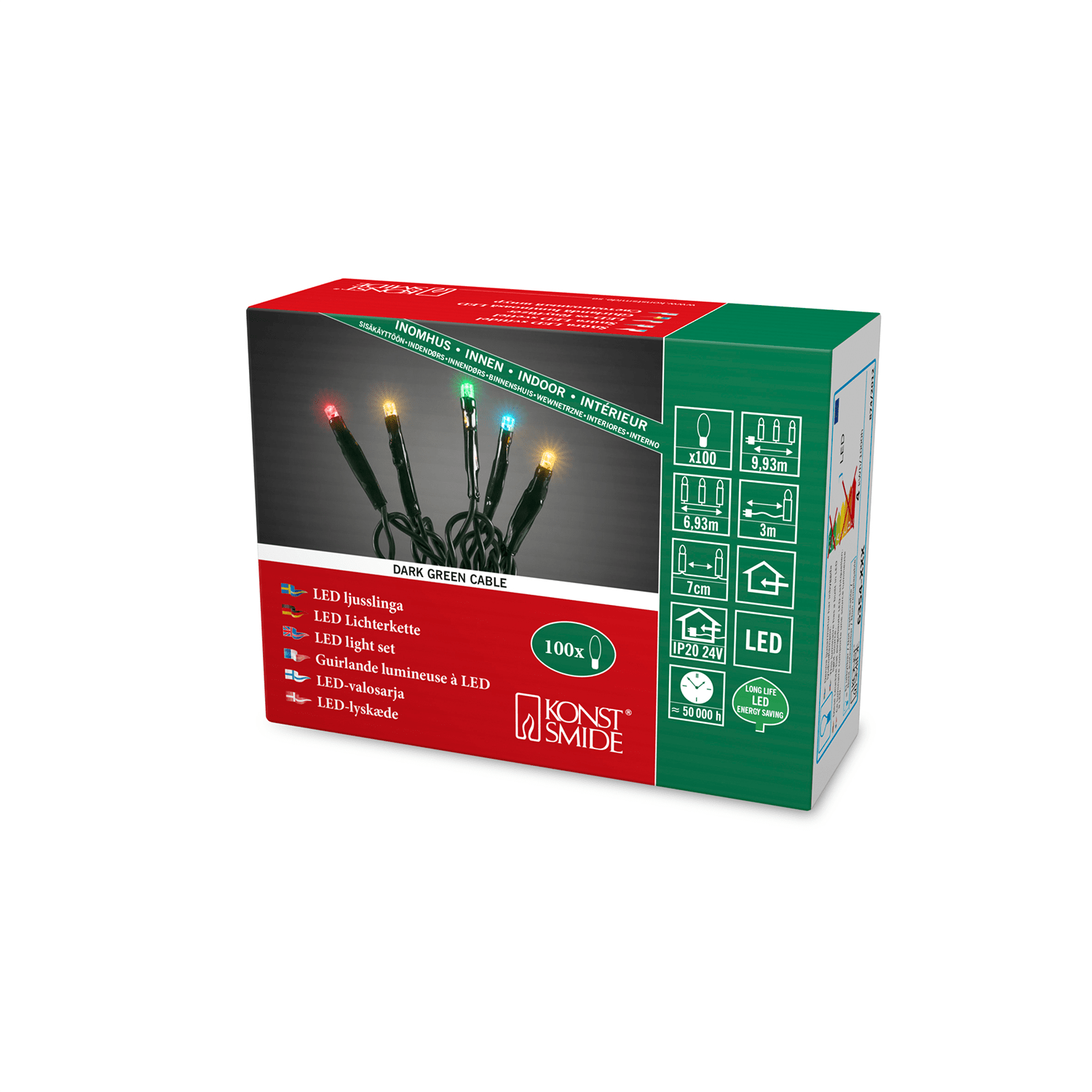 Micro LED Innenkette mit 100 bunten LEDs - WeihnachtsladenKonstsmide