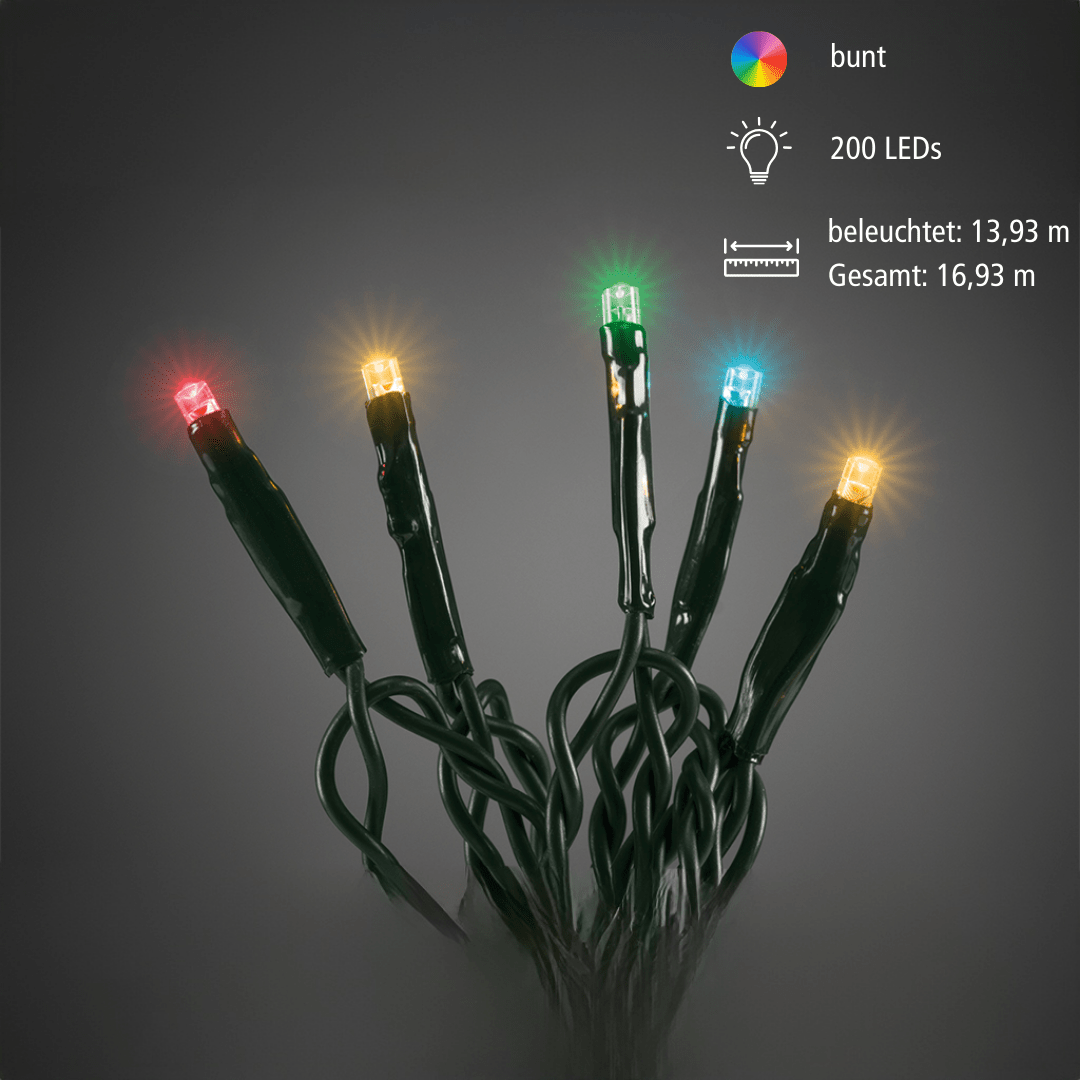 Micro LED - Lichterkette 200 flg. bunt - WeihnachtsladenKonstsmide