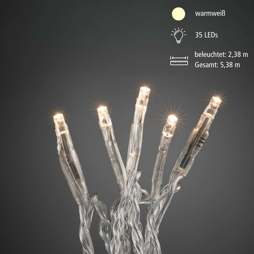 Micro LED - Lichterkette 35 flg. ww, transp.Kabel - WeihnachtsladenKonstsmide